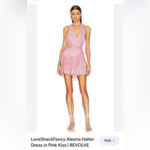 LOVESHACKFANCY
Aleena tiered printed crepon halterneck mini wrap dress